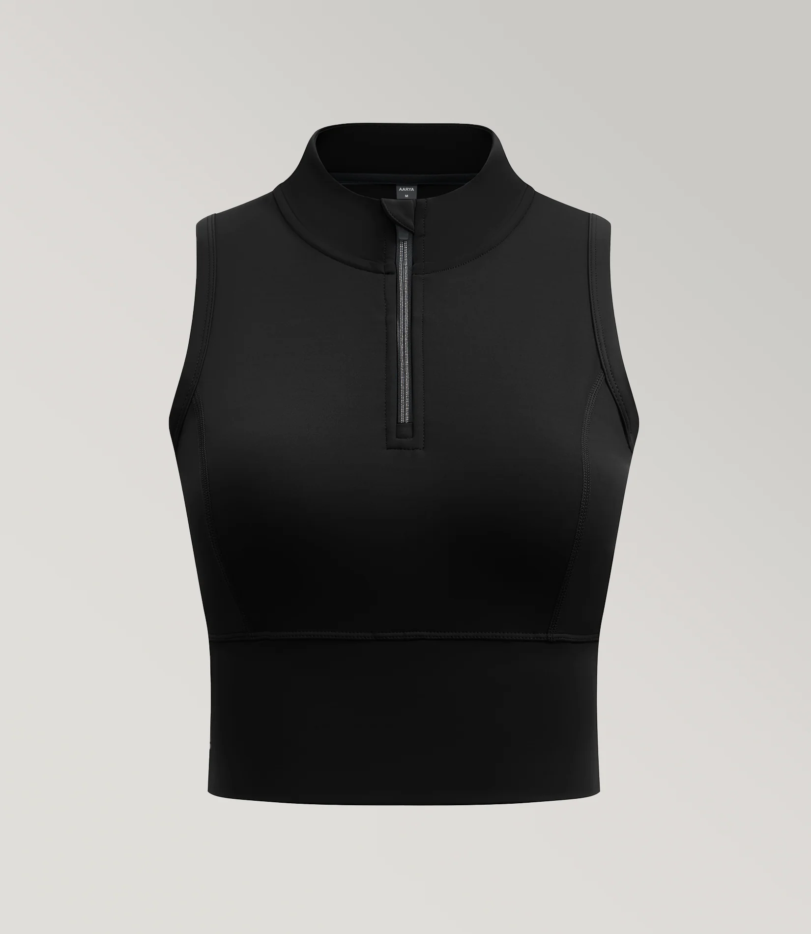 Half-Zip Stand-up Collar Crop Tank