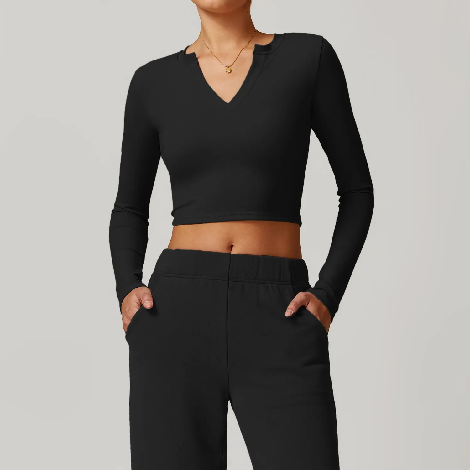 V Neck Long Sleeve Yoga Top