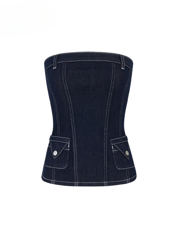Vintage Denim Contrast Bandeau