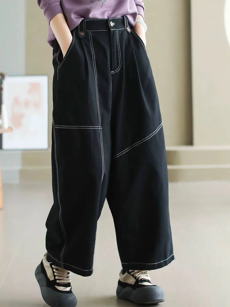 Women Spring Casual Trendy Seamline Loose Cotton Harem Pants