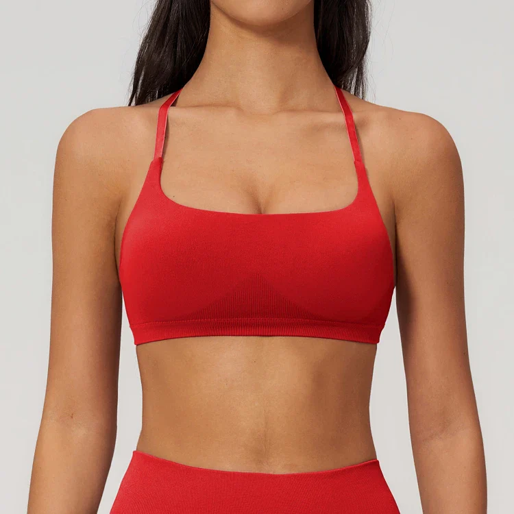 Seamless Cross Back Adjustable Sports Yoga Bra