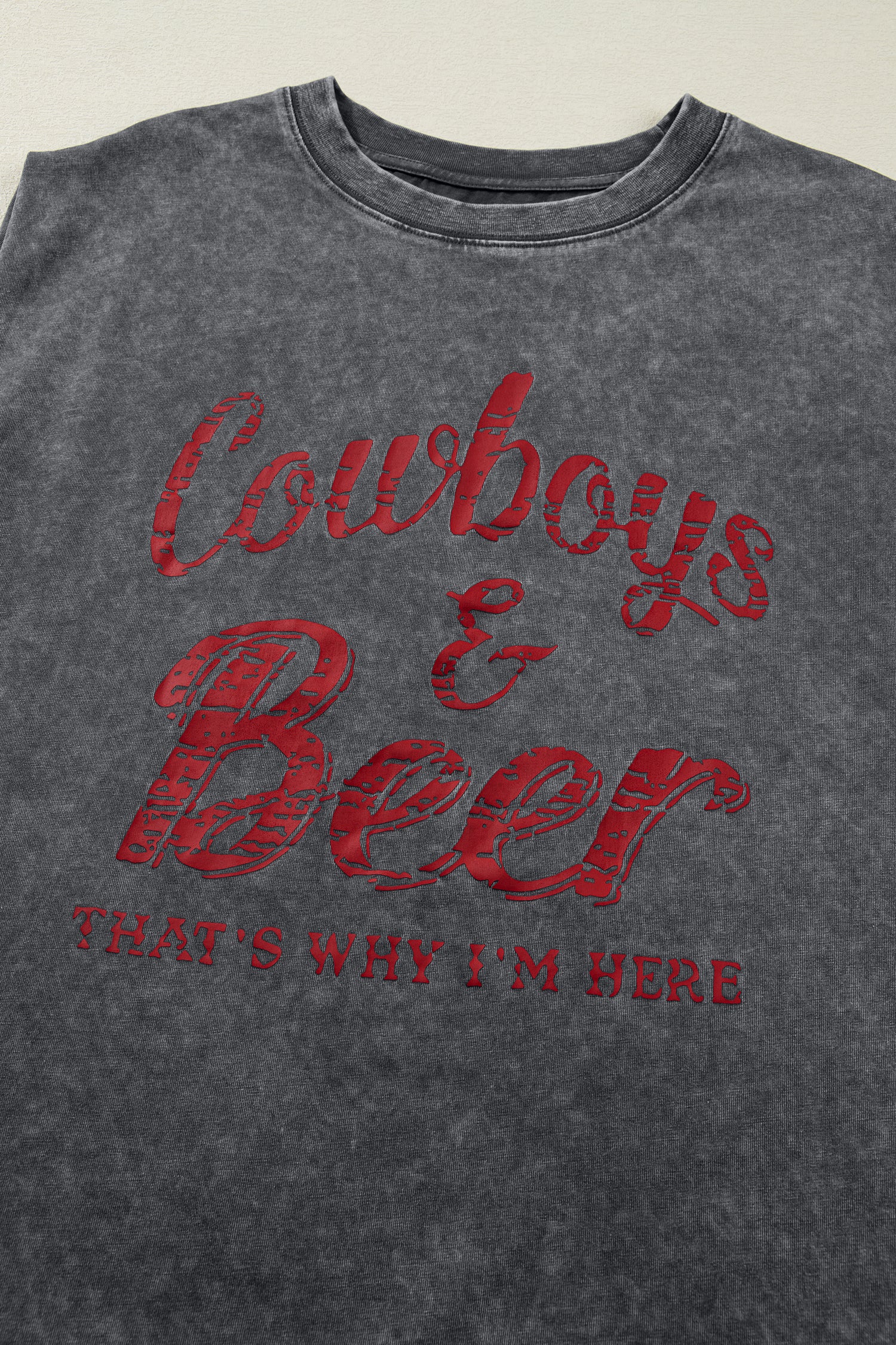 Cowboy & Beer Western Graphic Mineral Wash Tank Top