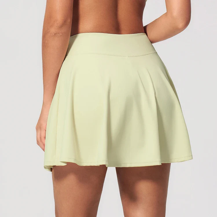 Women’s Cross Waist Yoga Sport Tennis Skirt with Built-in Shorts ZC2135