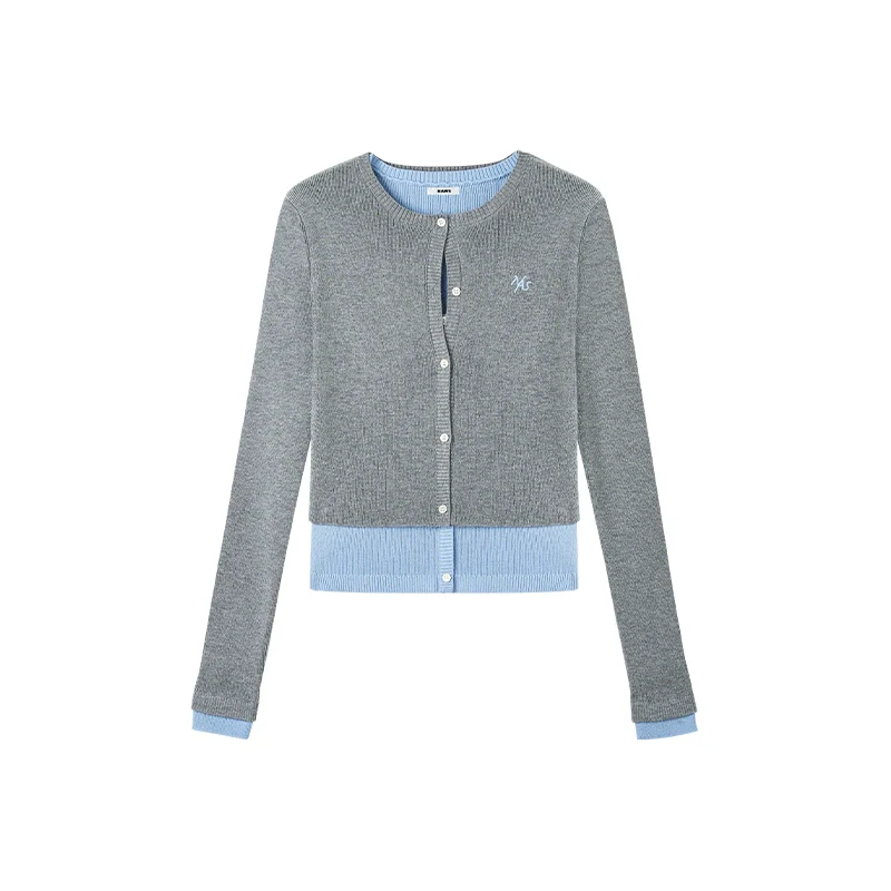 Lugano Wool Blend Contrast Layered Knit Cardigan
