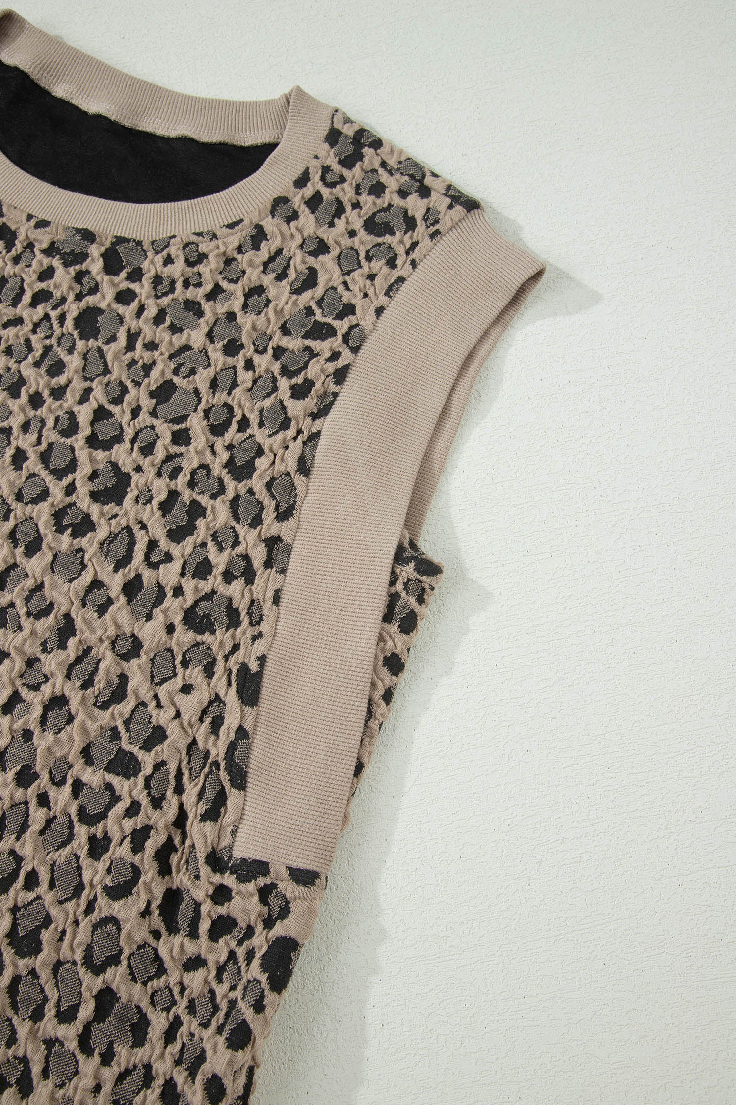 Leopard Textured Sleeveless Mini Dress with Pockets