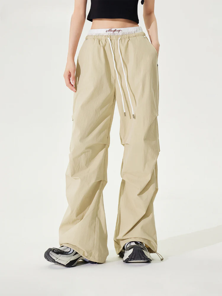 Lace Paneled Pleated Wide-leg Pants
