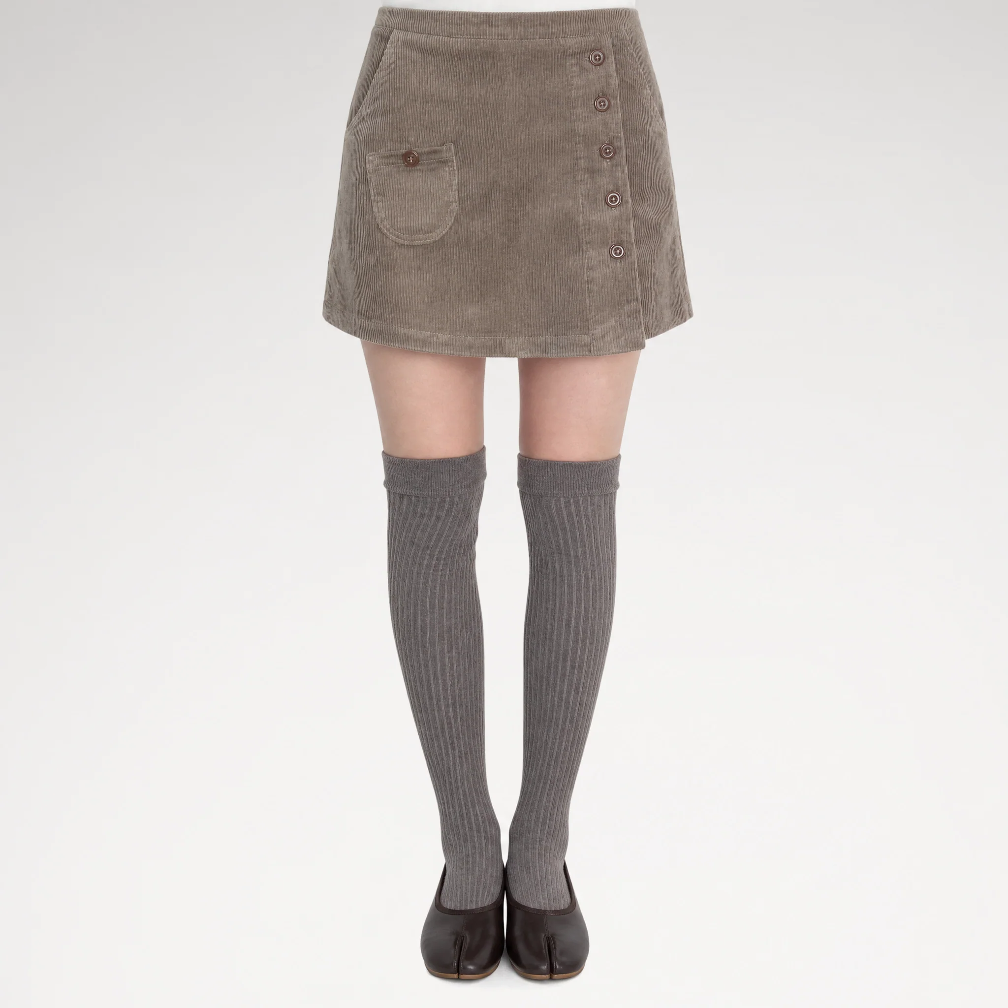 Corduroy High-Waist Mini Skort