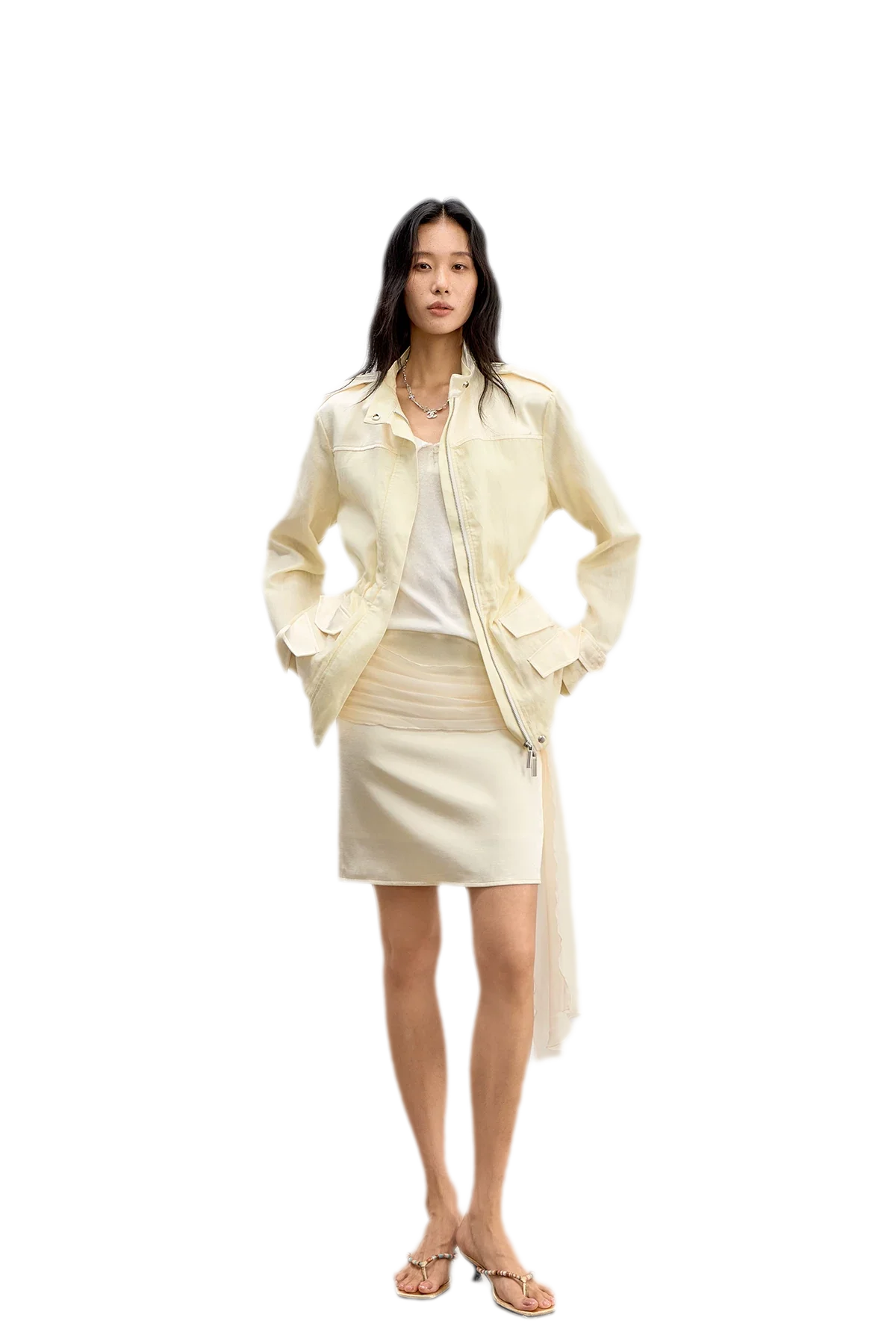 Satin Pleated Ribbon Skirt