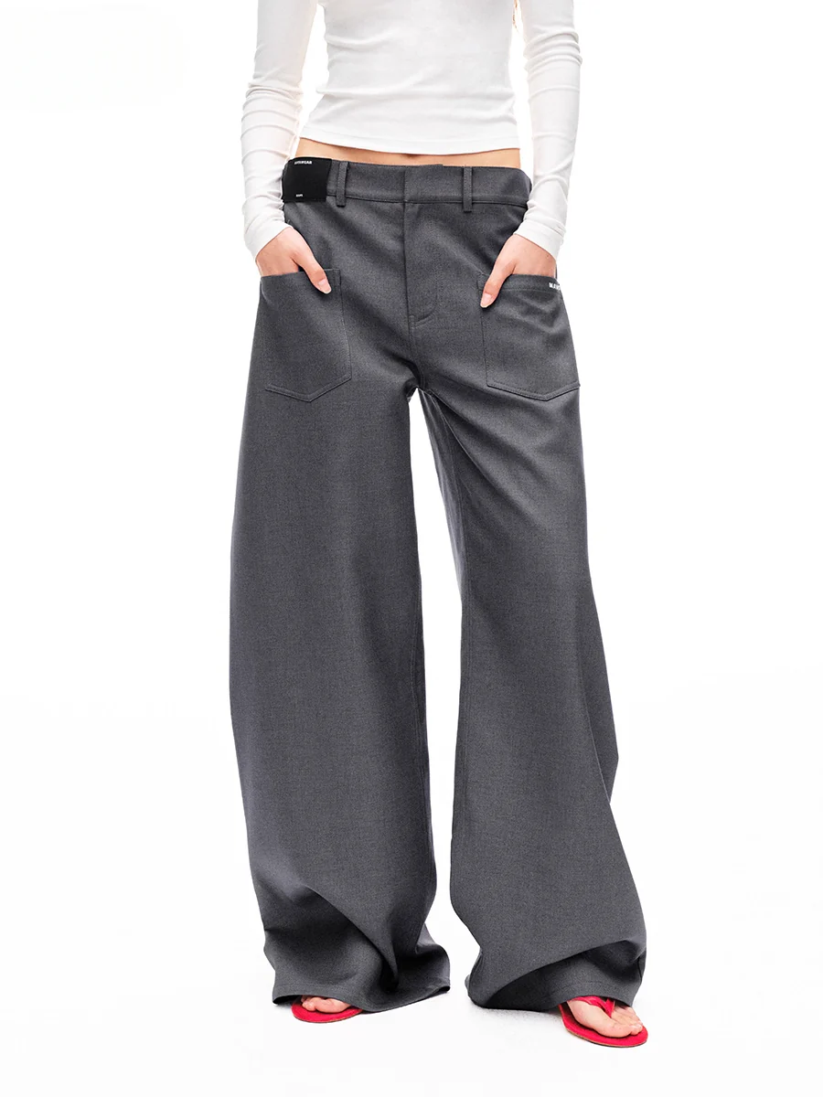 Fold-structured Loose Wide-leg Casual Pants