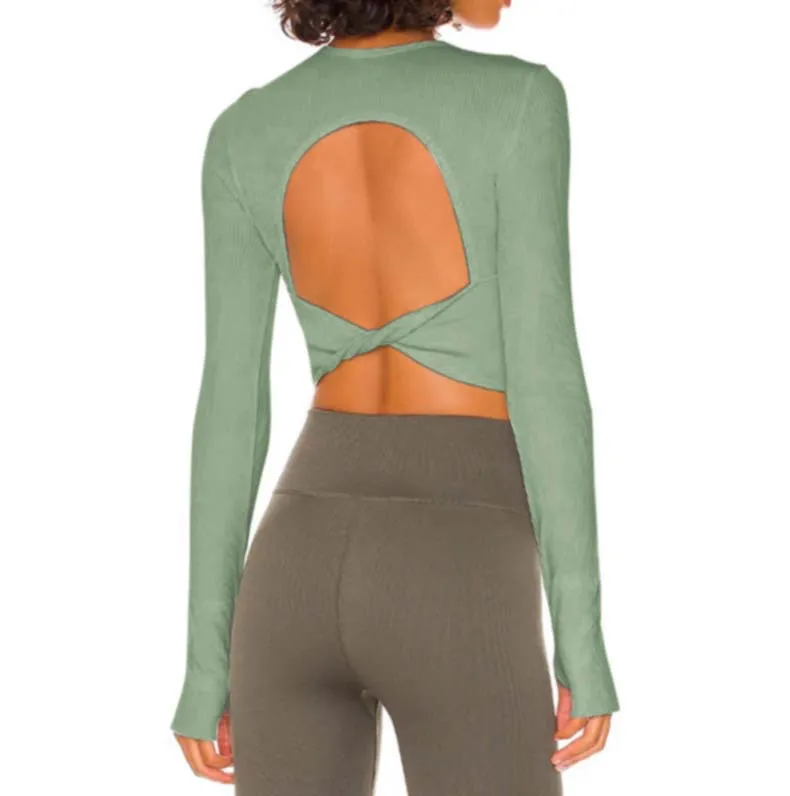 Ribbed Long Sleeve Yoga Tops