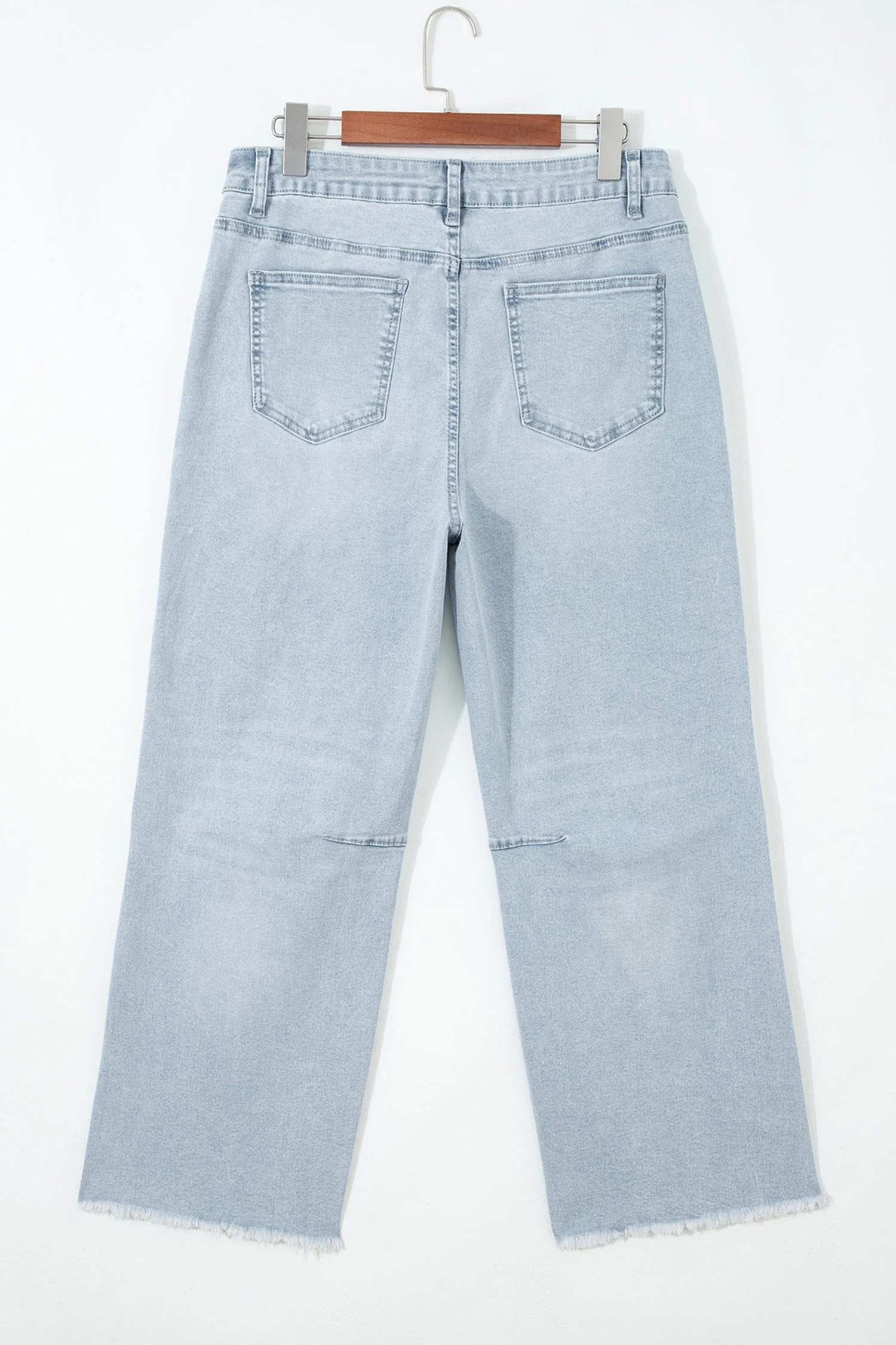 Beau Blue Frayed Cropped Straight Jeans