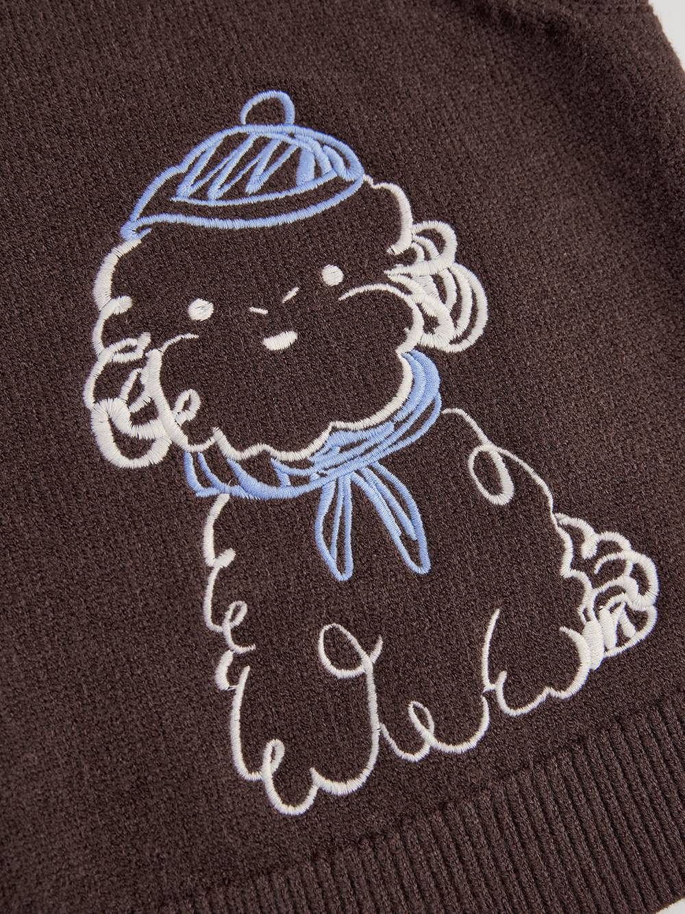 Embroidered Dog Knit Vest