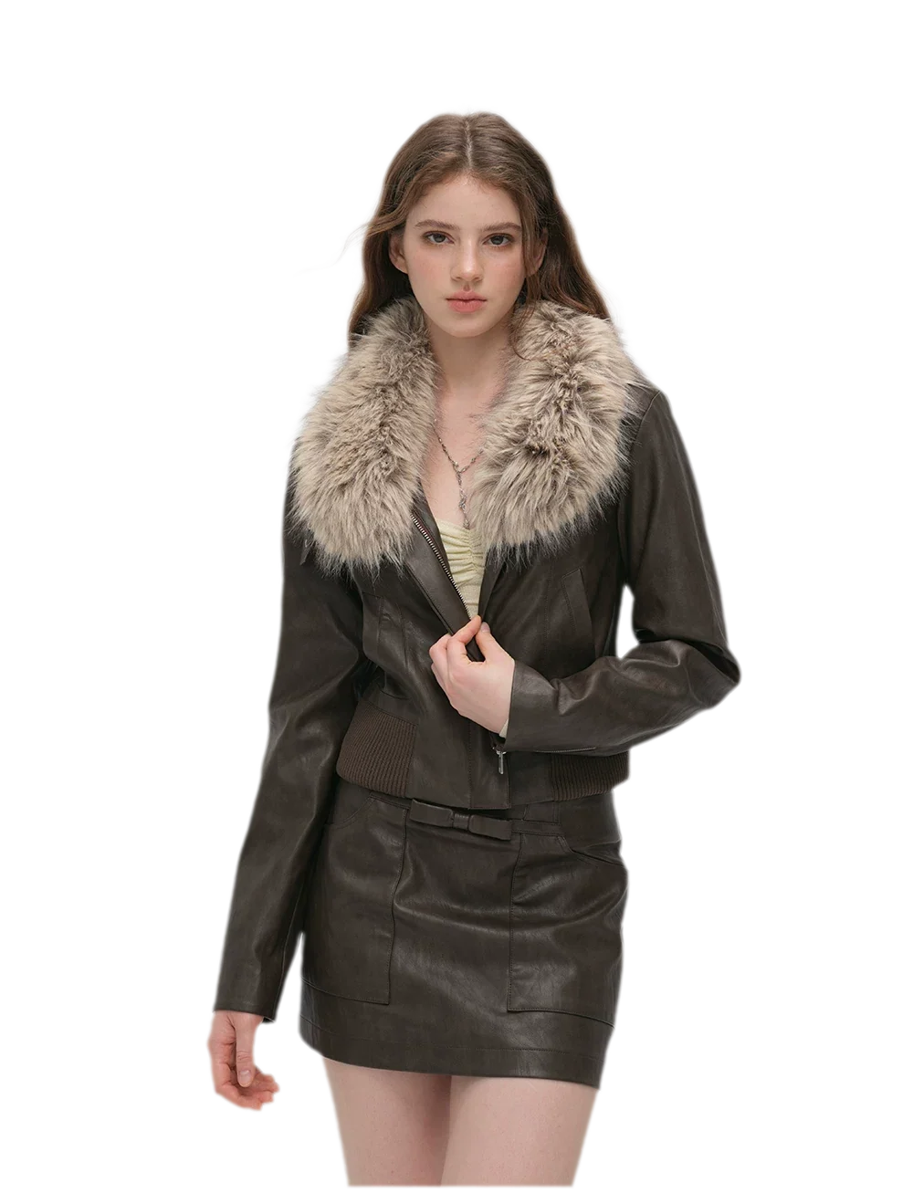Textured Cropped PU Jacket