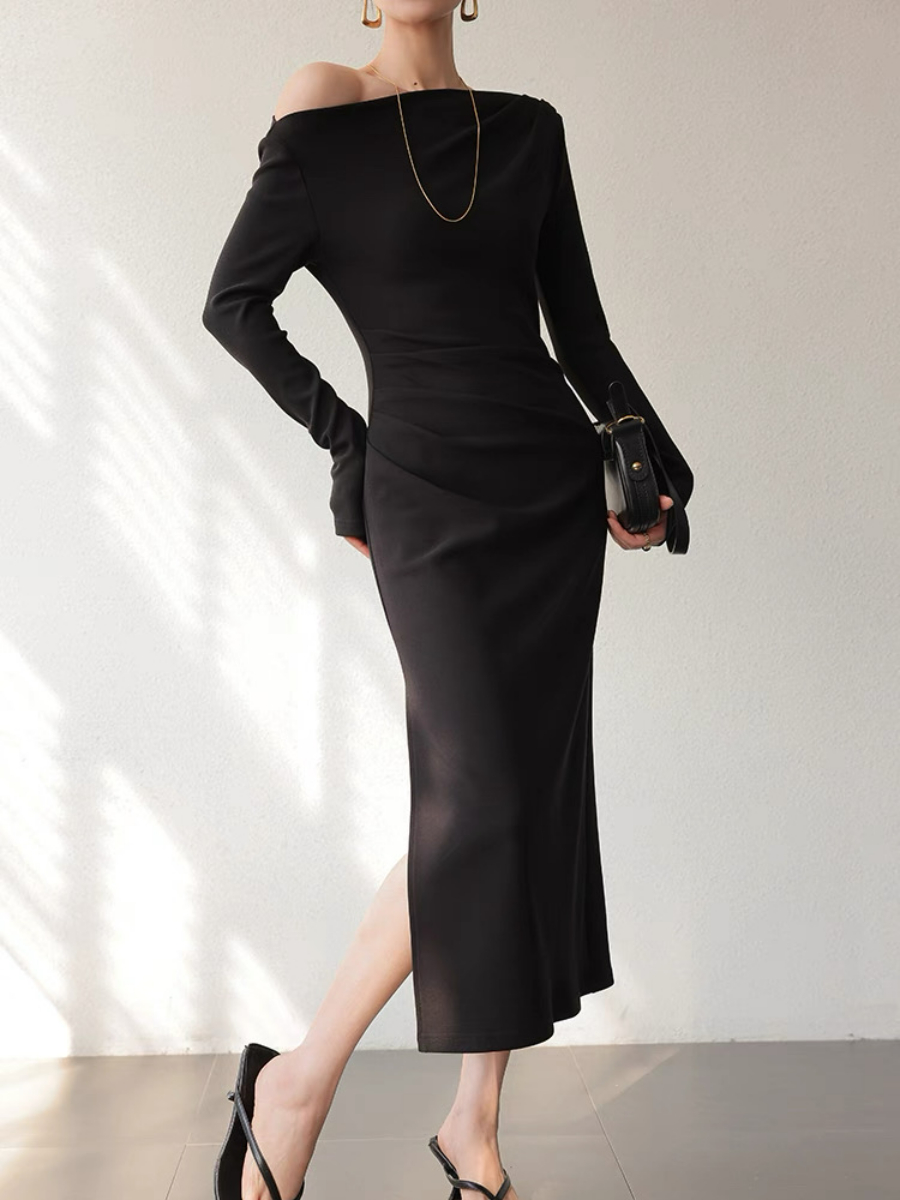 Xanthya One Shoulder Long Sleeve Dress