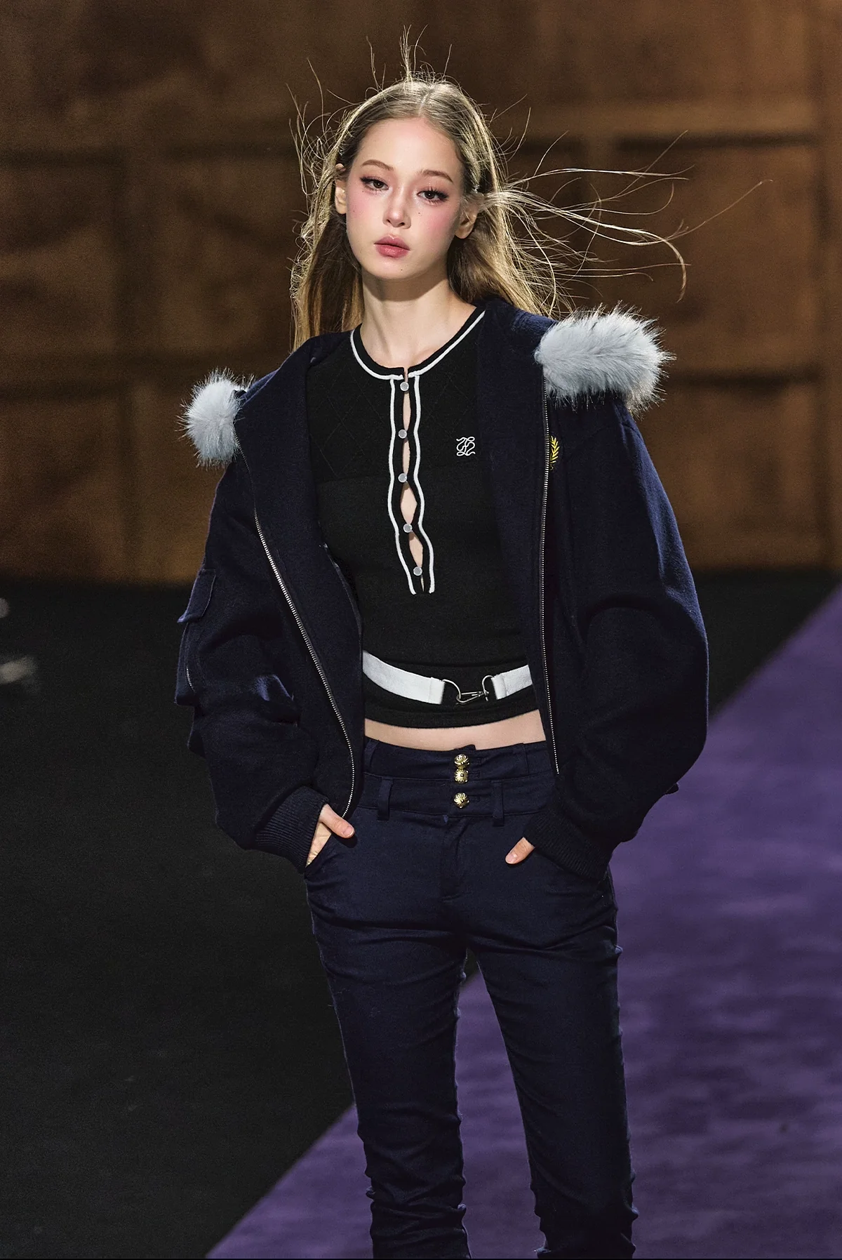 Wool-Blend Faux Fur Hooded Fleece Two-Piece Set