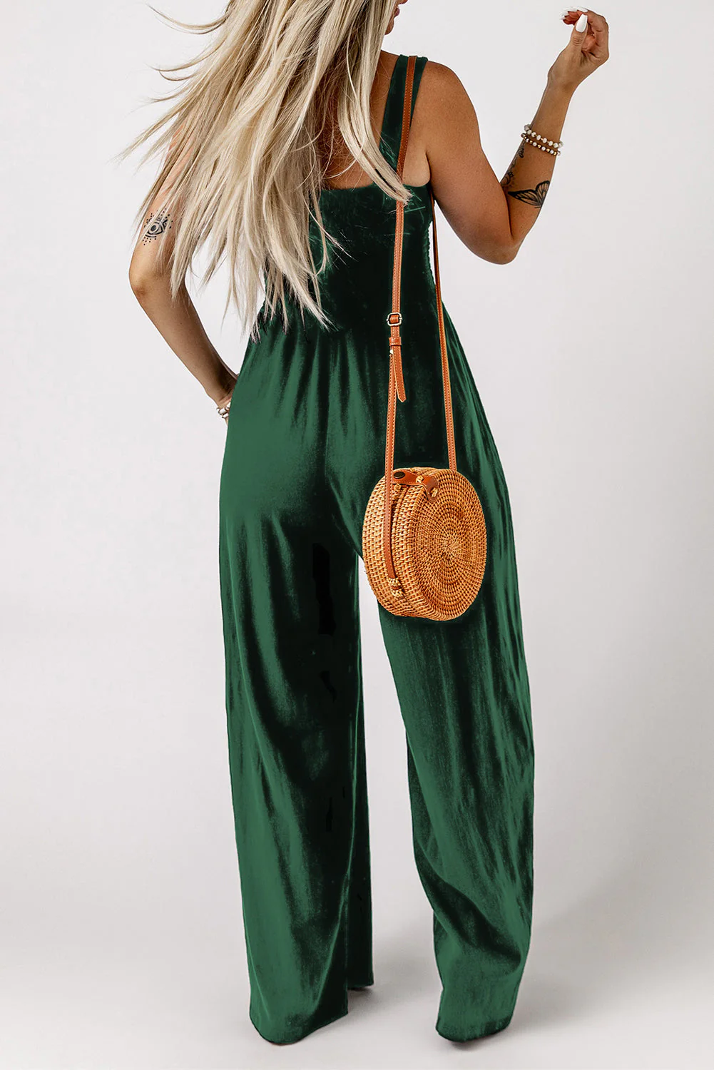 Smocked Sleeveless Wide Leg Jumpsuit