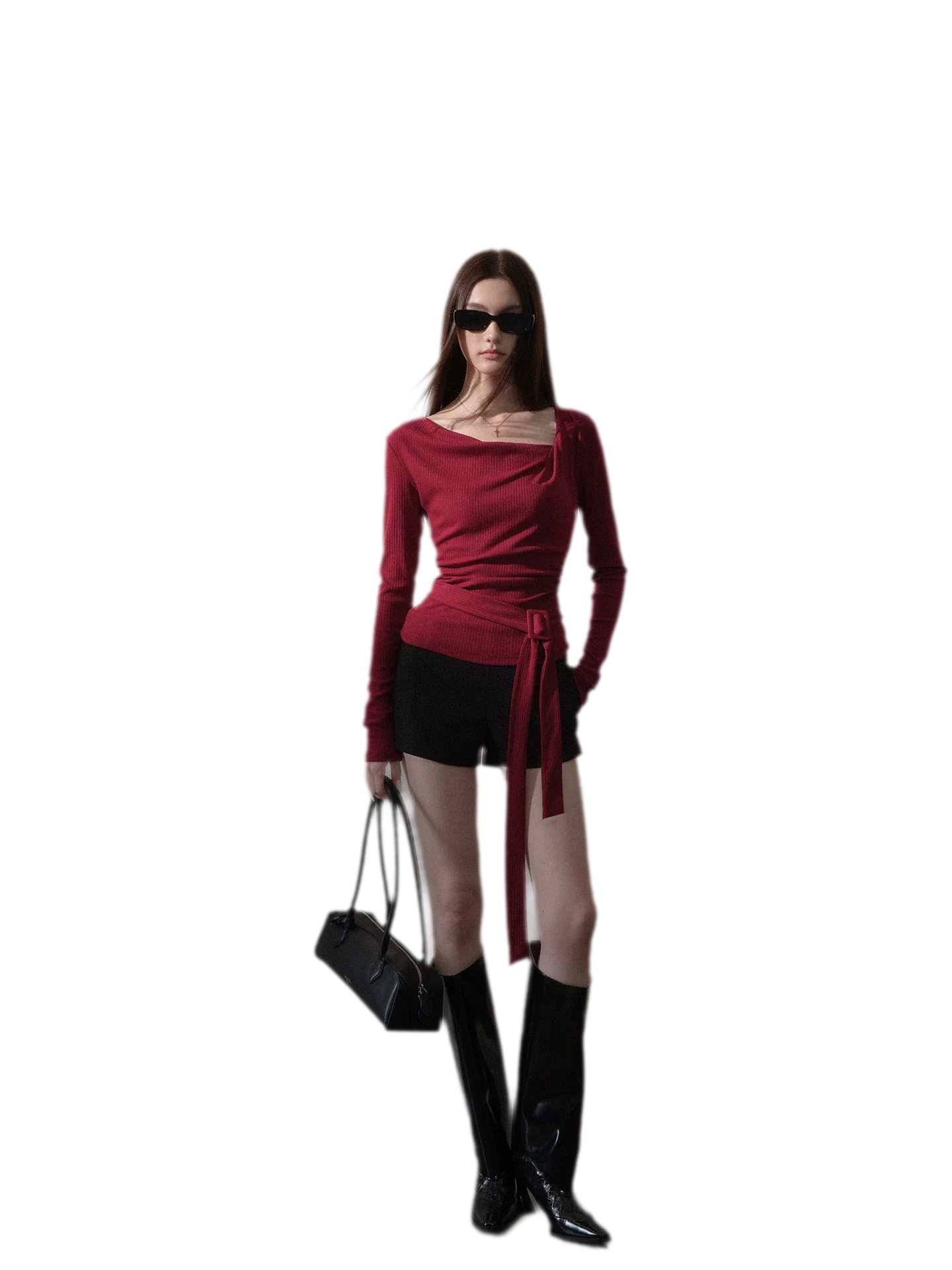 Ribbon Asymmetric Knit Top