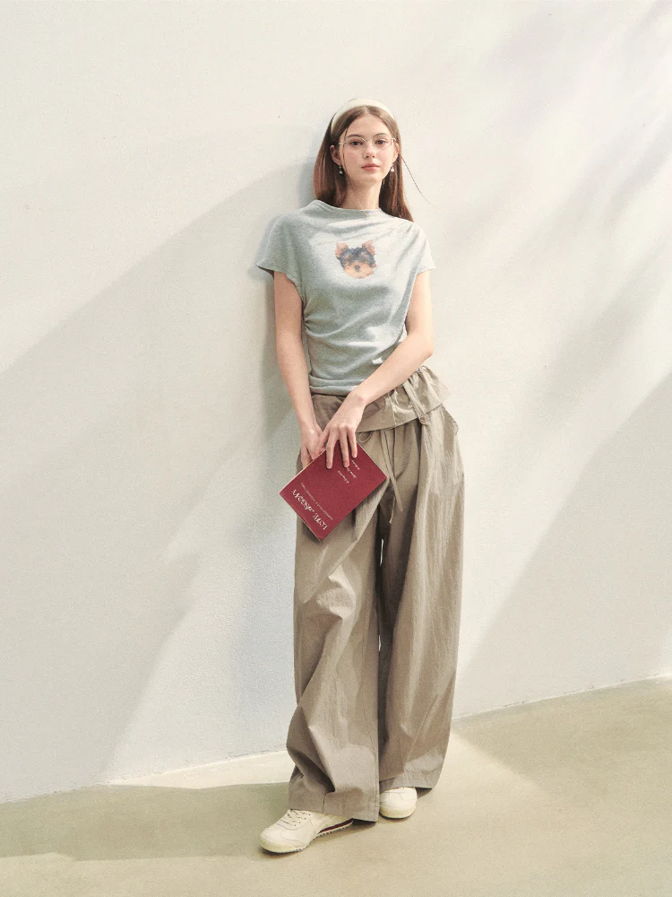 Ruffled Waist Casual Pants