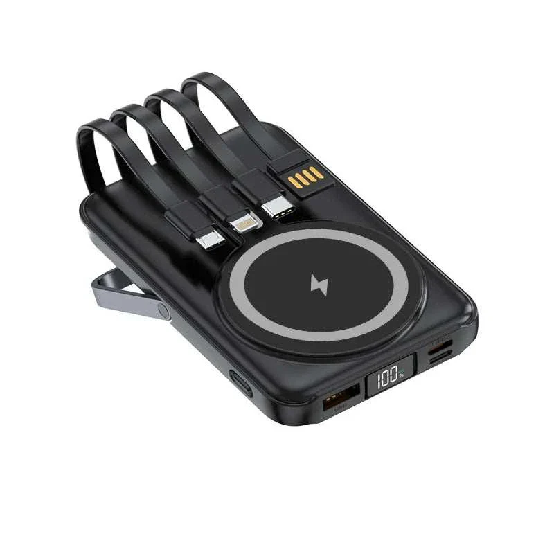 MagStream Pro 30000mAh Magnetic Power Bank with Built-in Cables & Stand