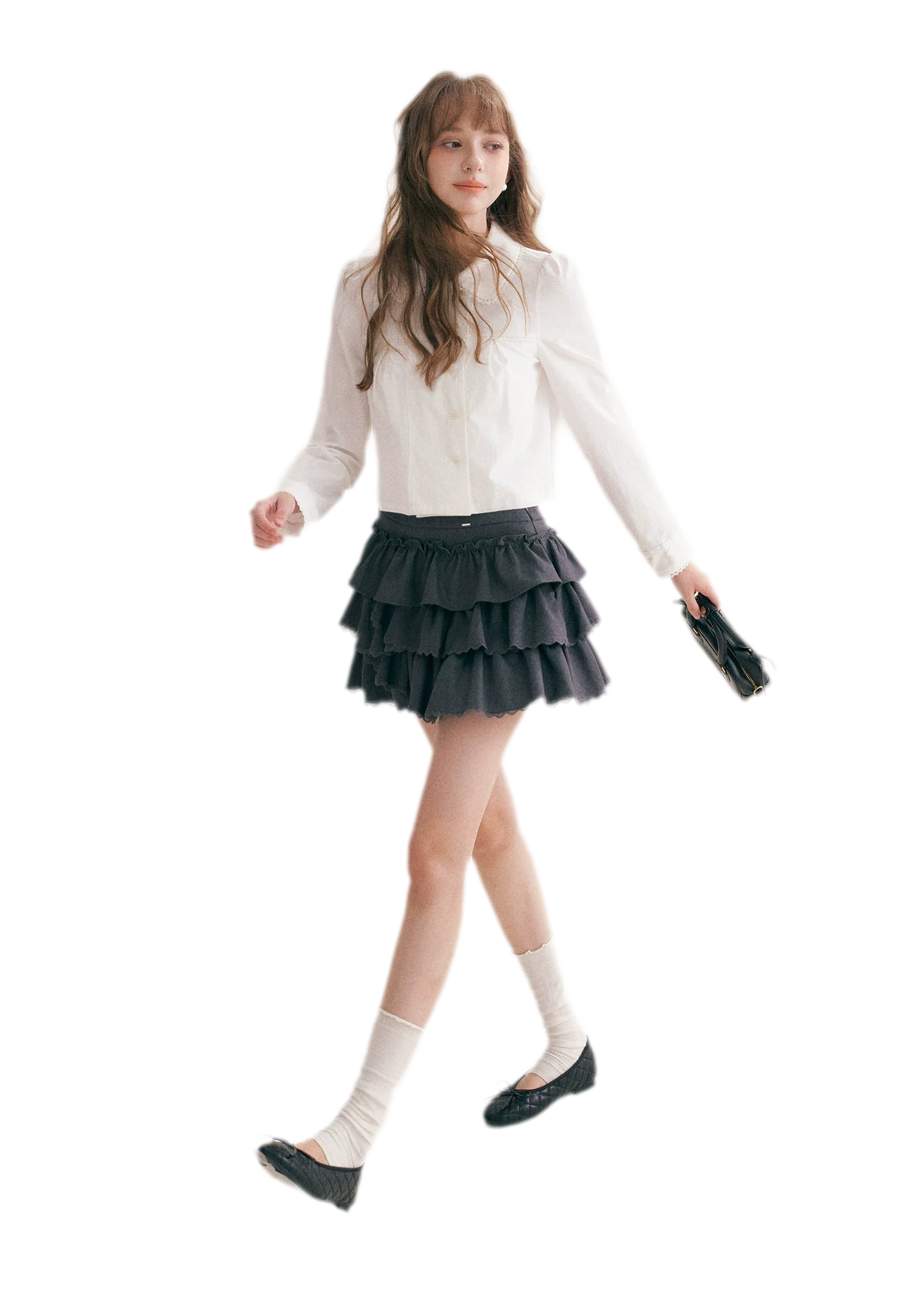 Layered Ruffle A-Line Skirt