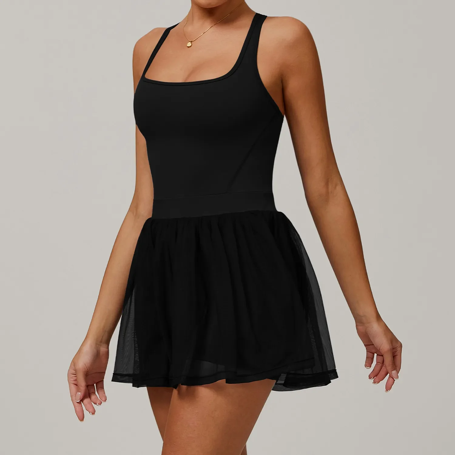 Fitness Tank Top with Pad Recycled Fabric Tennis Skirt ZC9091