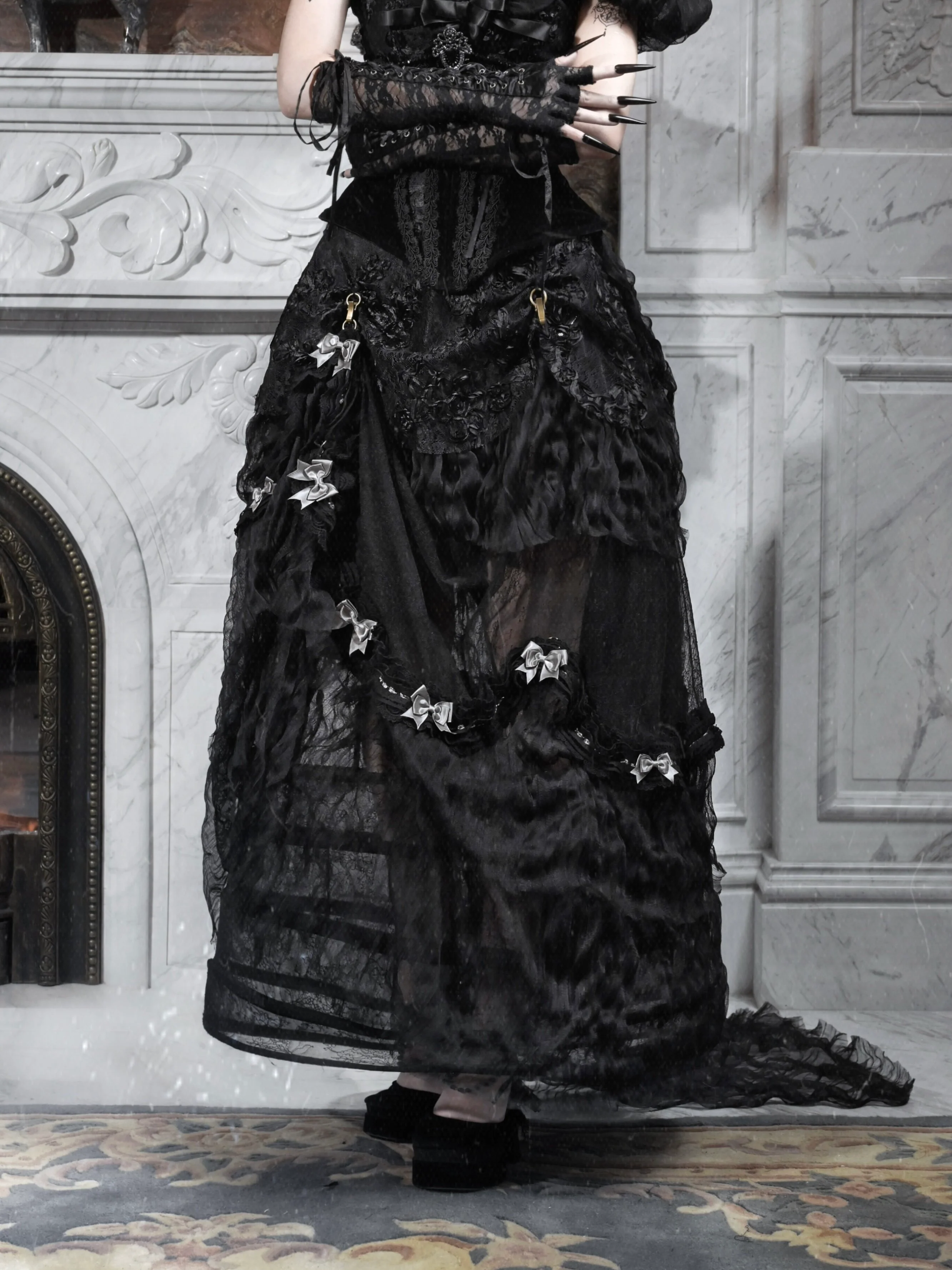 Gothic Bustle Train Skirt