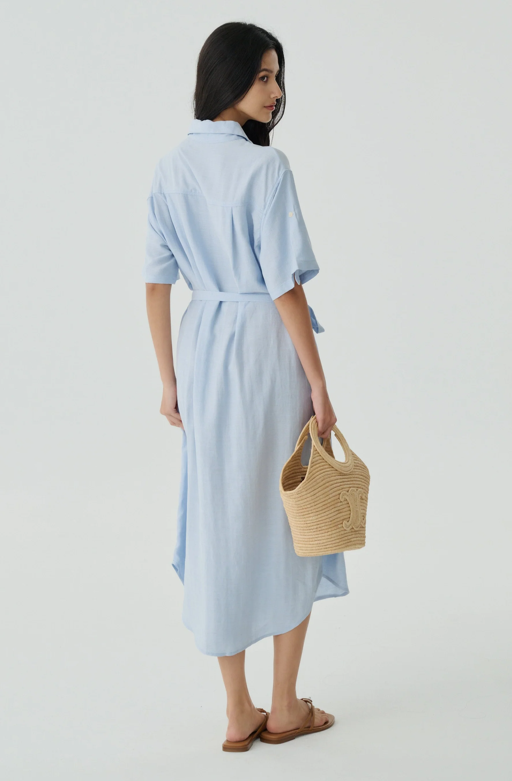 Ravello polo midi dress in sky blue