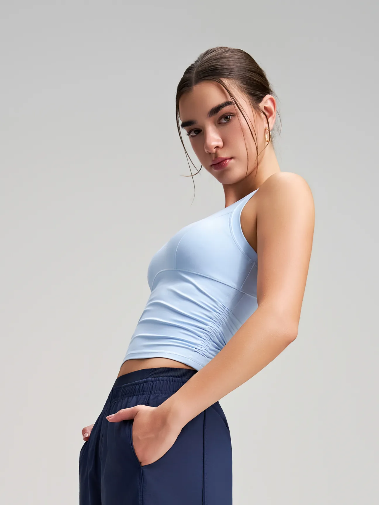 New Style Ruched Waist Slim-fit Yoga Fitness Vest
