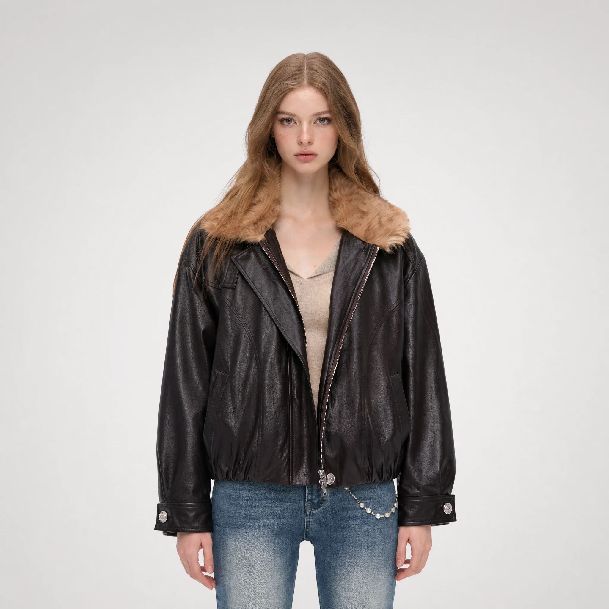 Metallic Leopard Collar Jacket