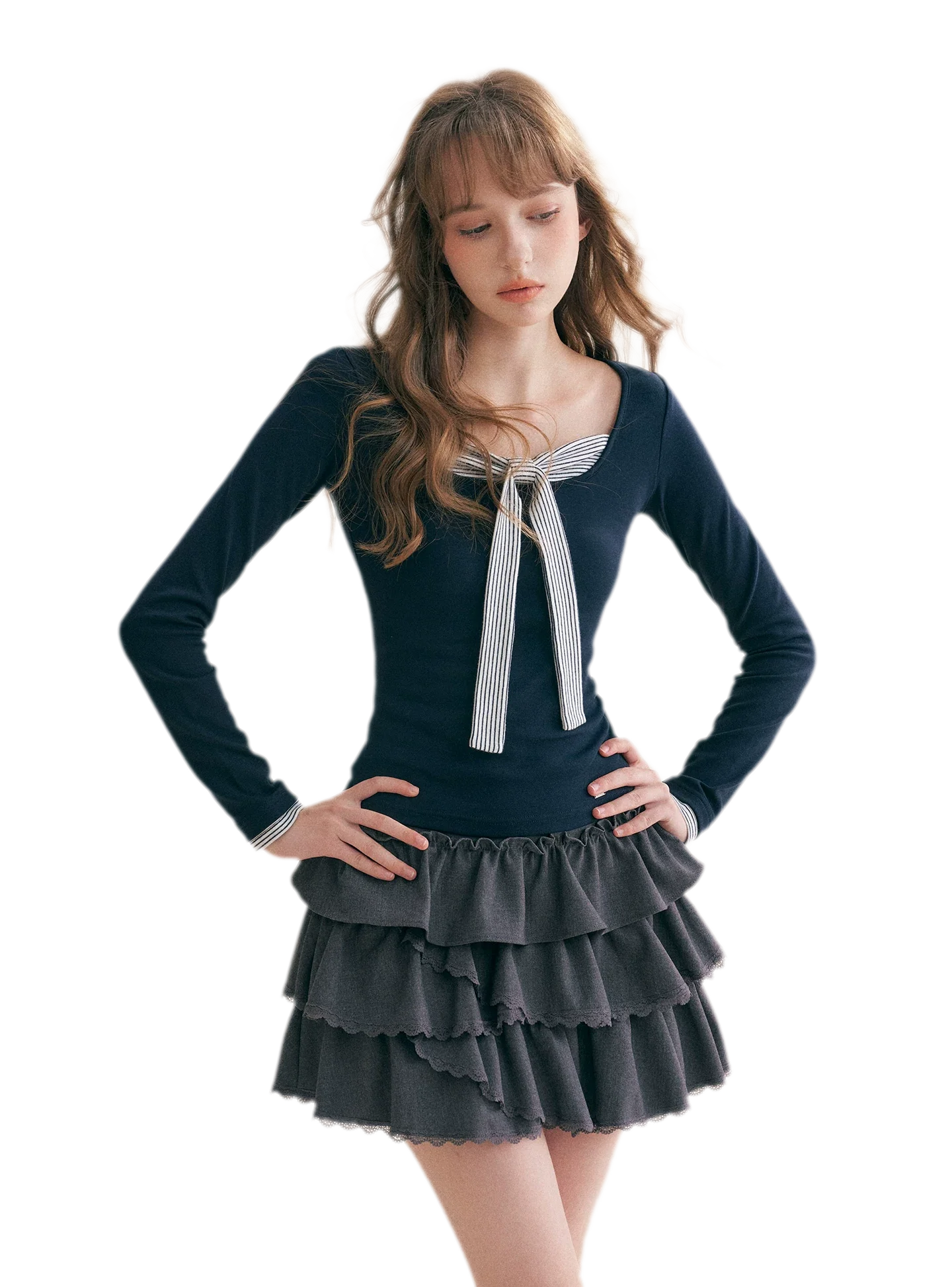 Layered Ruffle A-Line Skirt