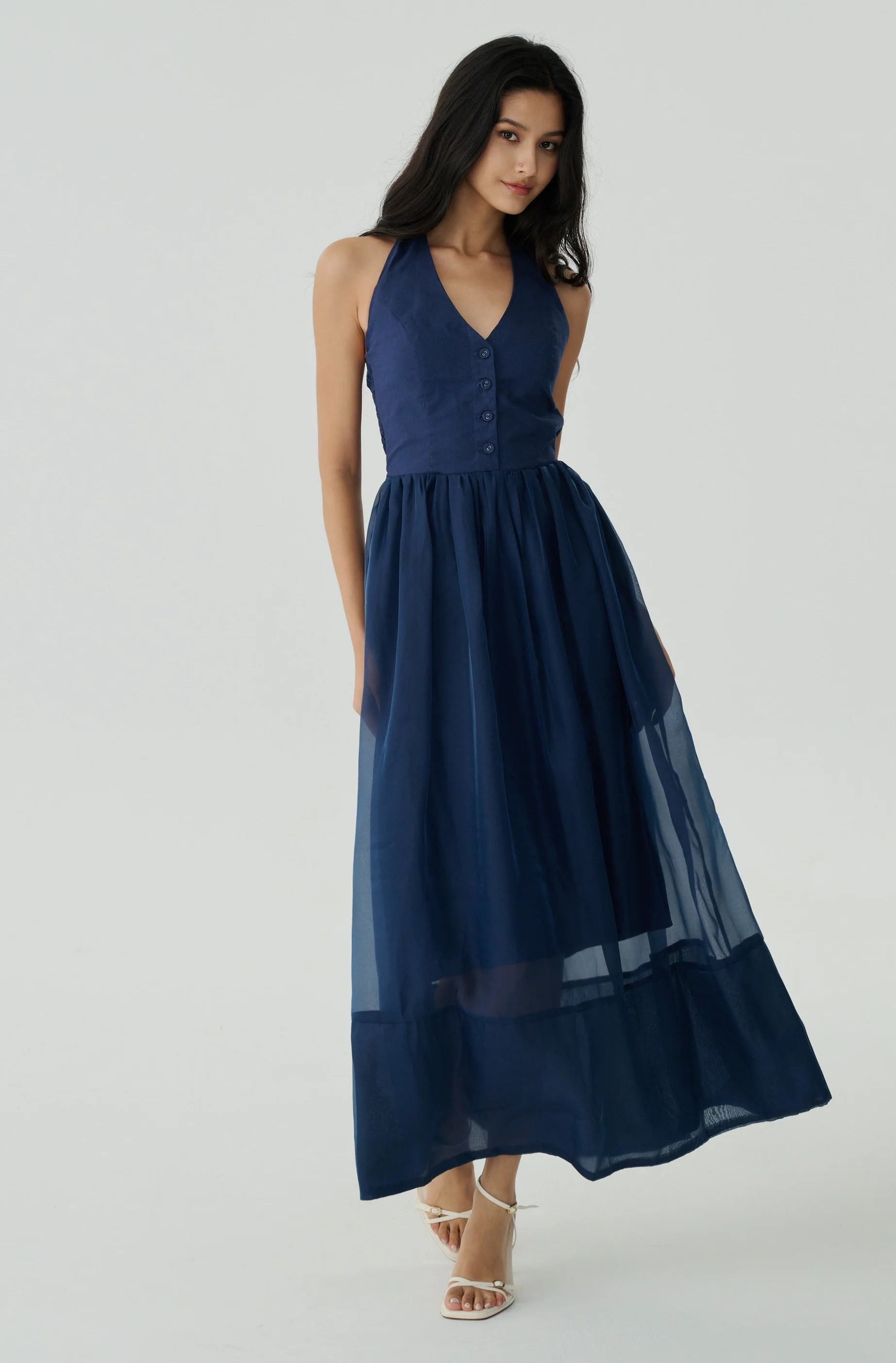 Rythm of love halter maxi dress in navy blue