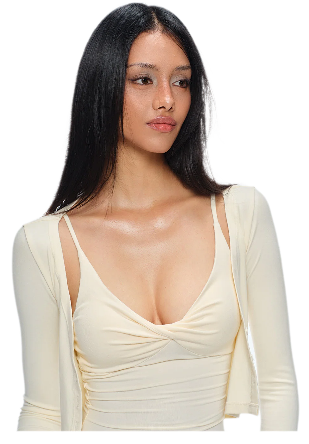 Twisted Bust Camisole Cardigan Set