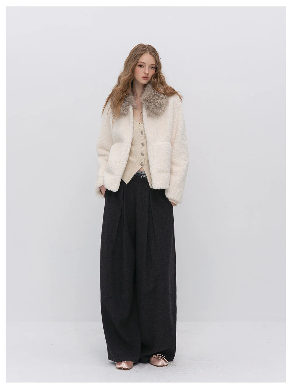 Plush Contrast Collar Jacket