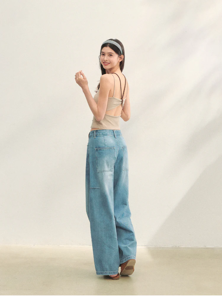 Fake Two-piece Padded Camisole Tank Top