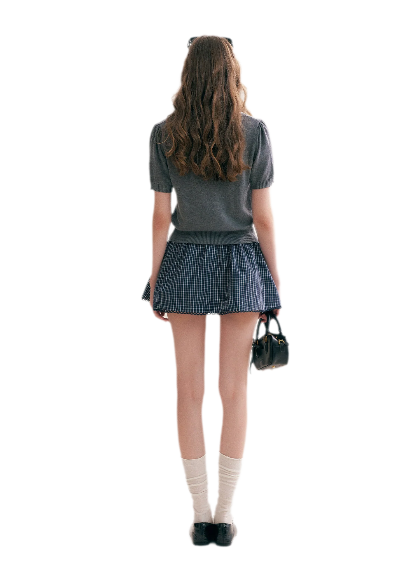 Wool Blend Plaid Skirt Set