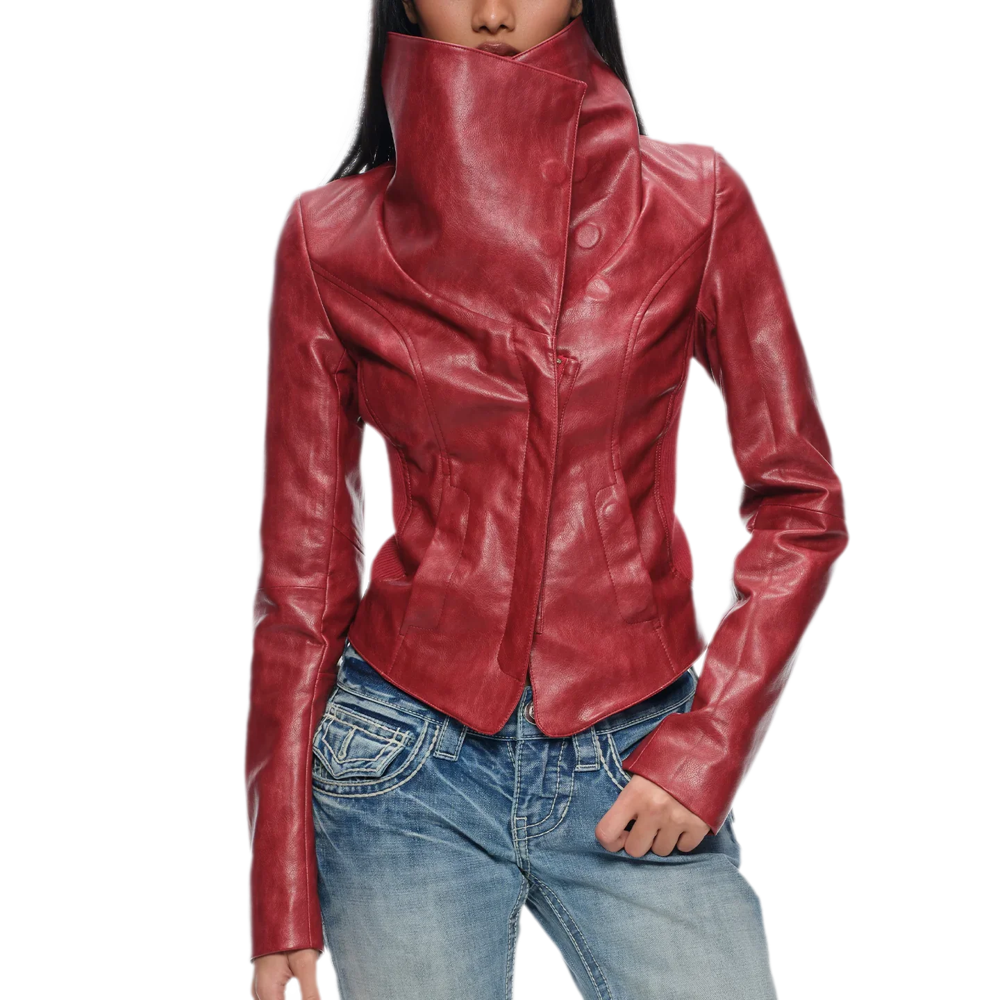 Magnetic Buckle Cropped Jacket