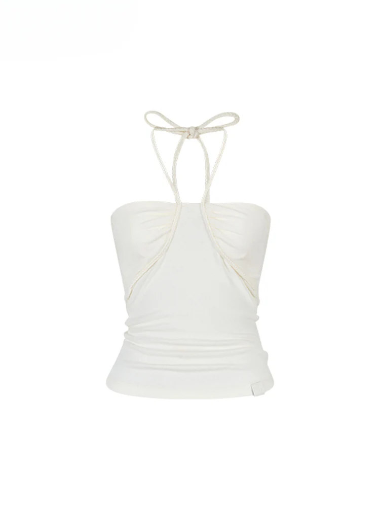 Pleated Rope-Hanging Fitted Bandeau