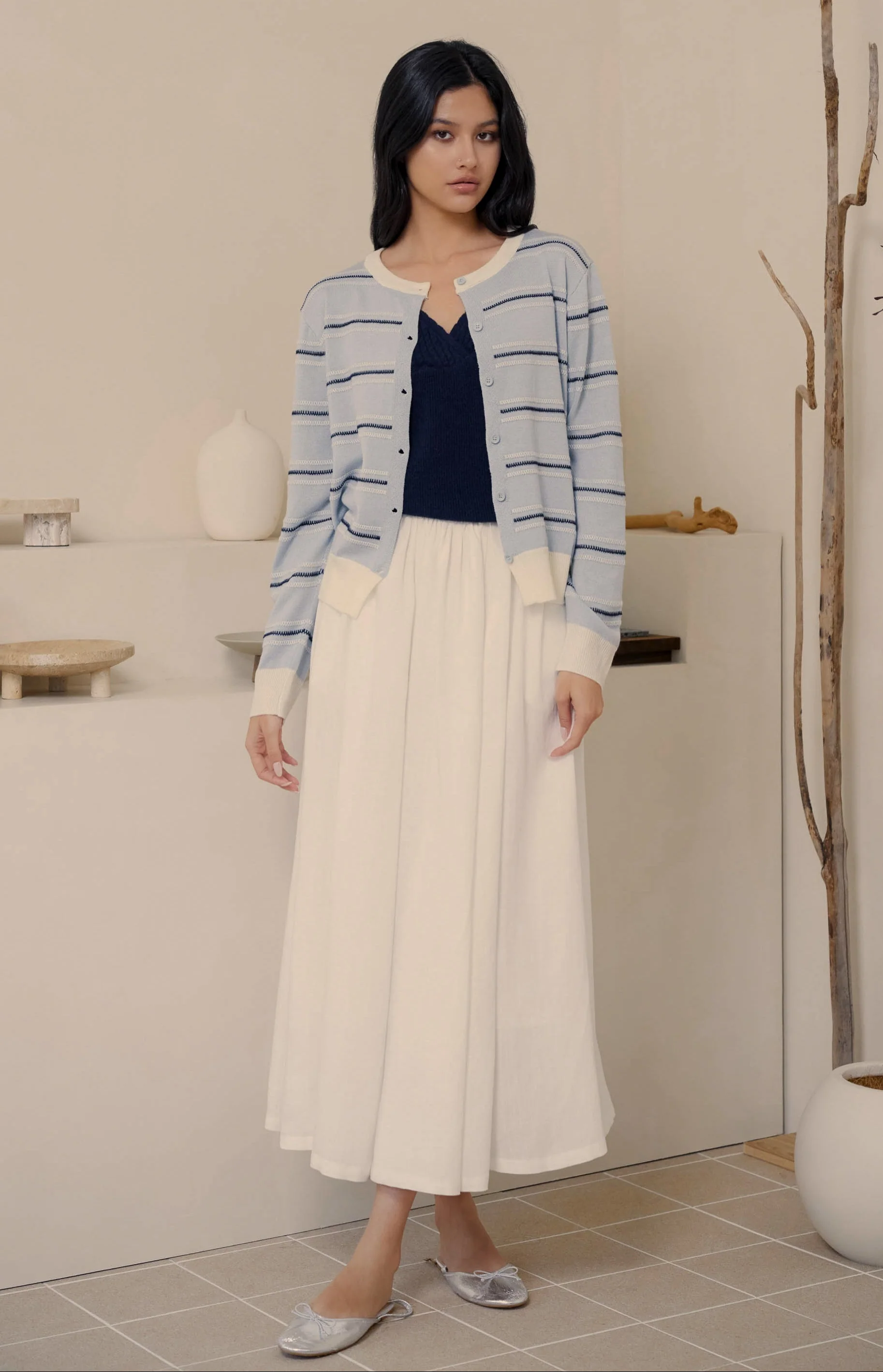 False alarm linen skirt in white