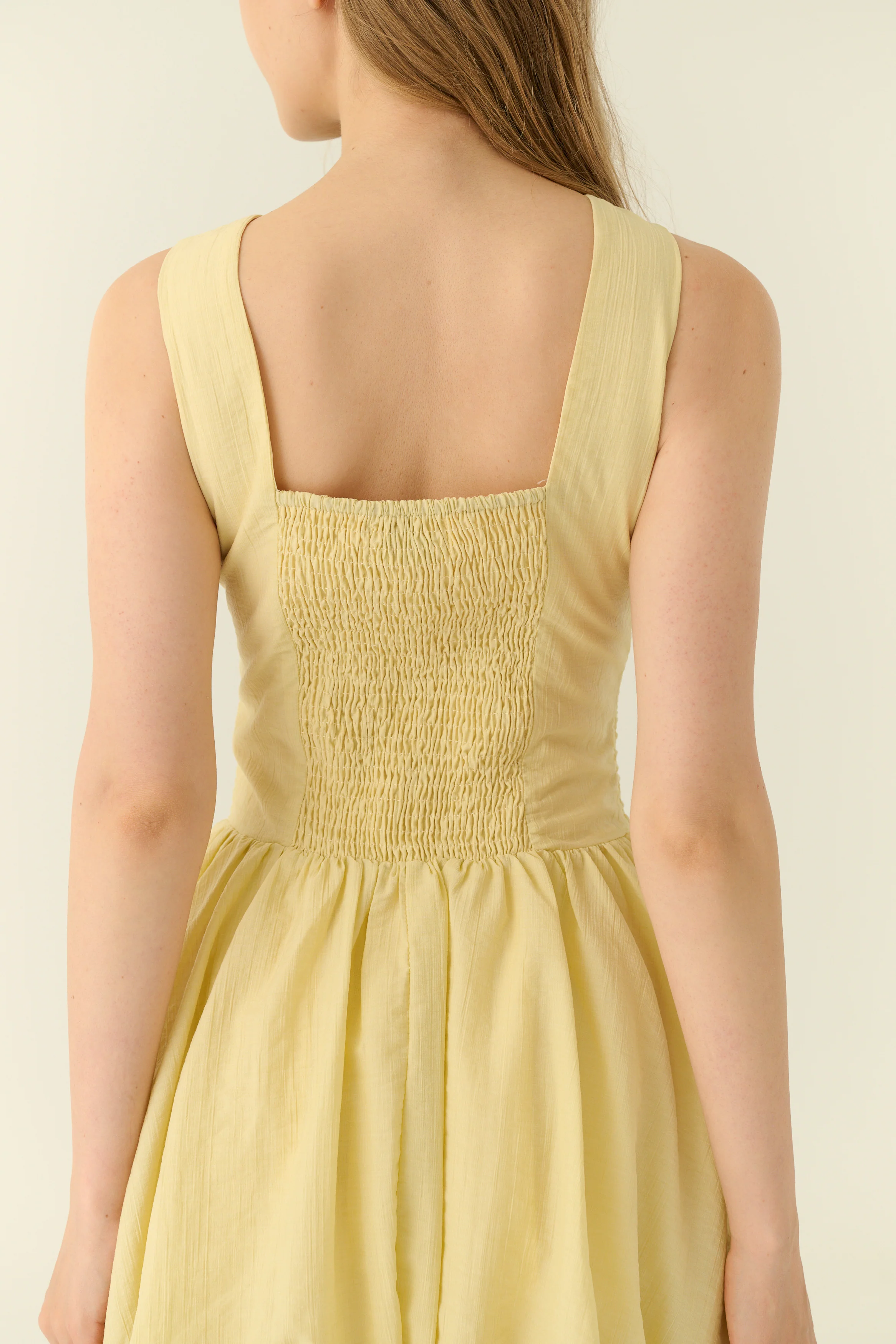 Cannes button down bubble dress in yellow
