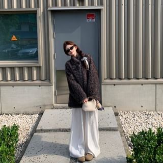 Plain Faux Fur Coat