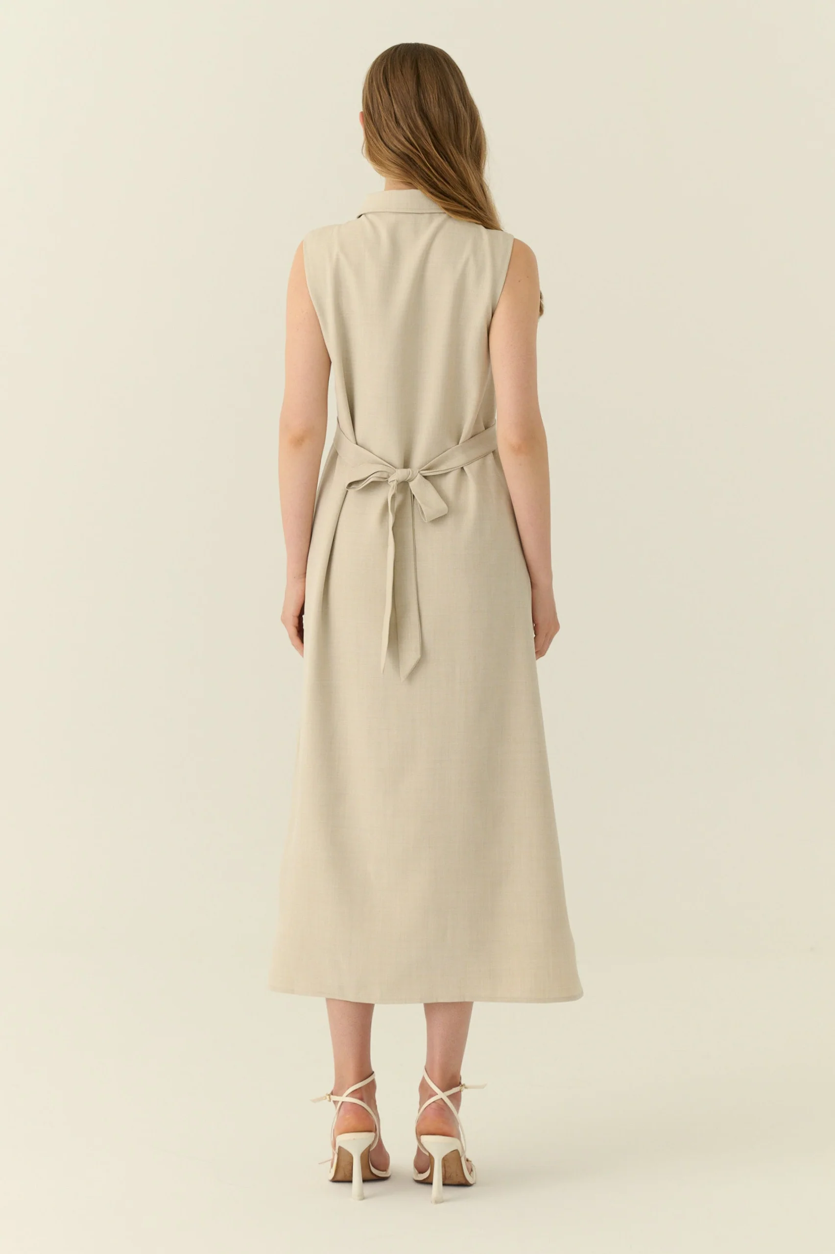 Élune classic maxi shirt dress in beige