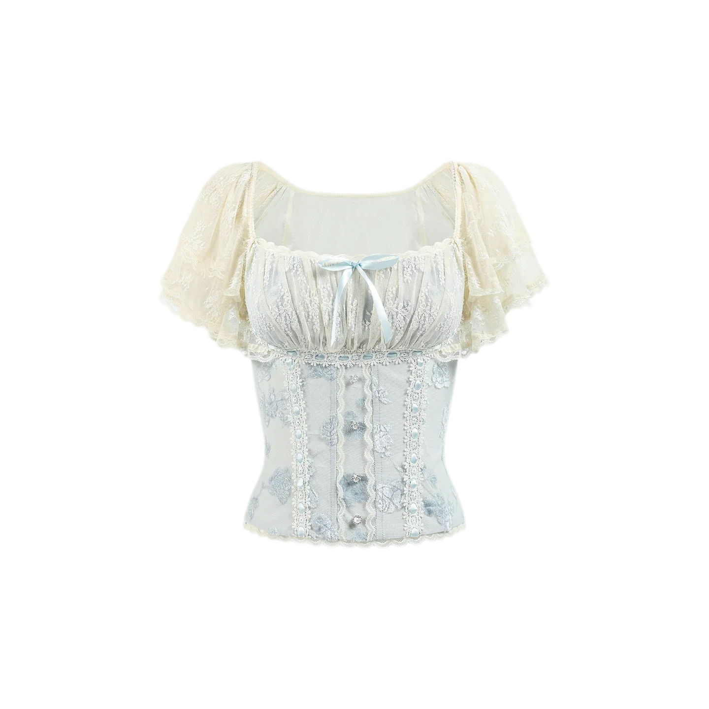 Lace Ruffle Fitted Top