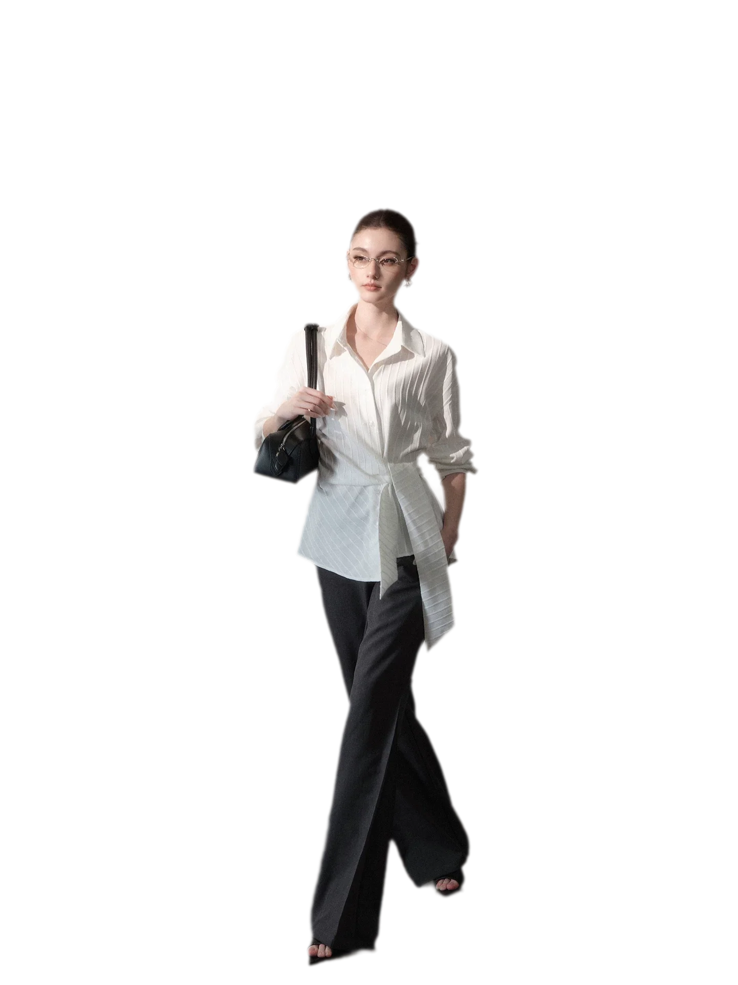 Vertical Striped Tie-Waist Shirt