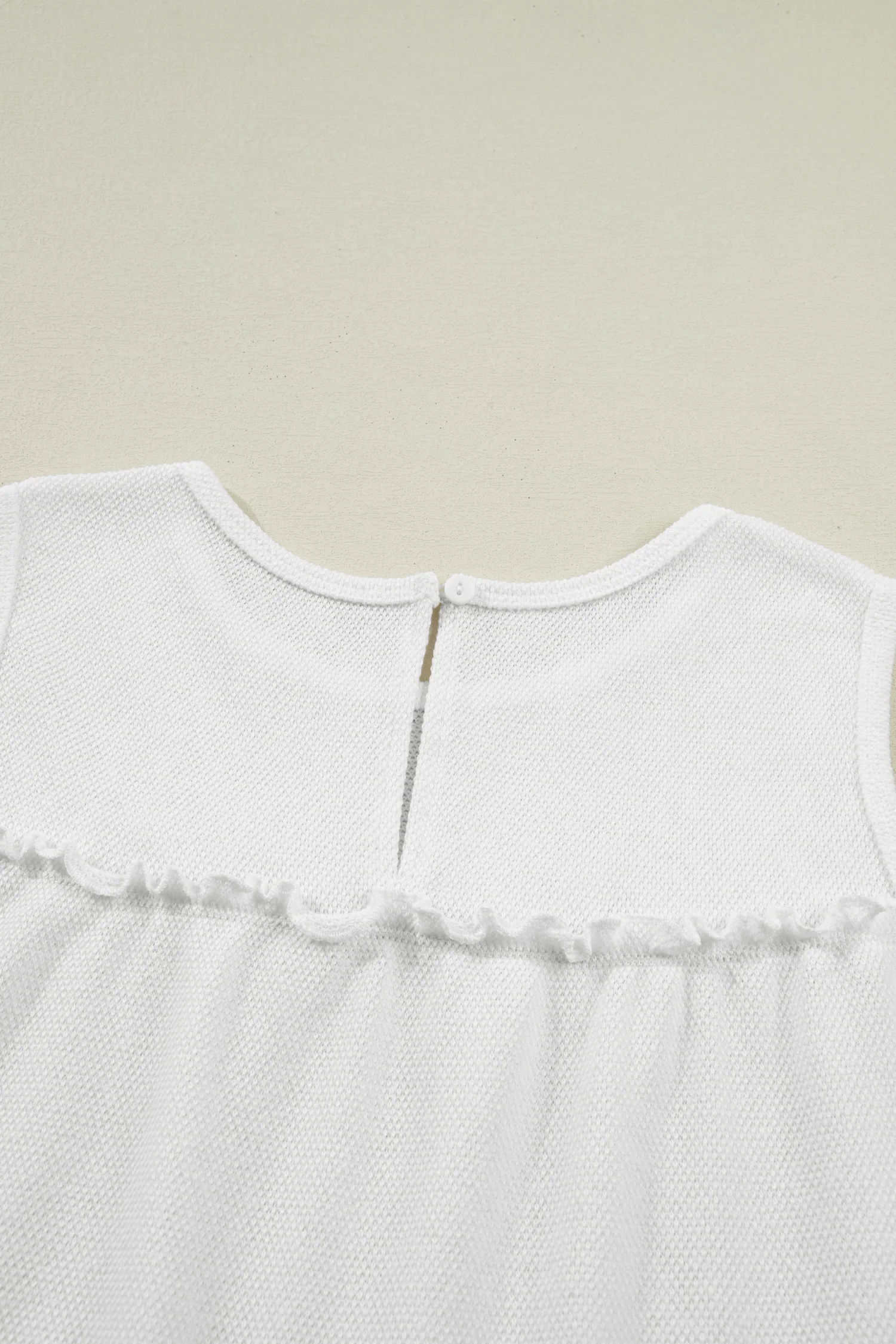 Cute White Tiered Frill Trim A-line Tank Top