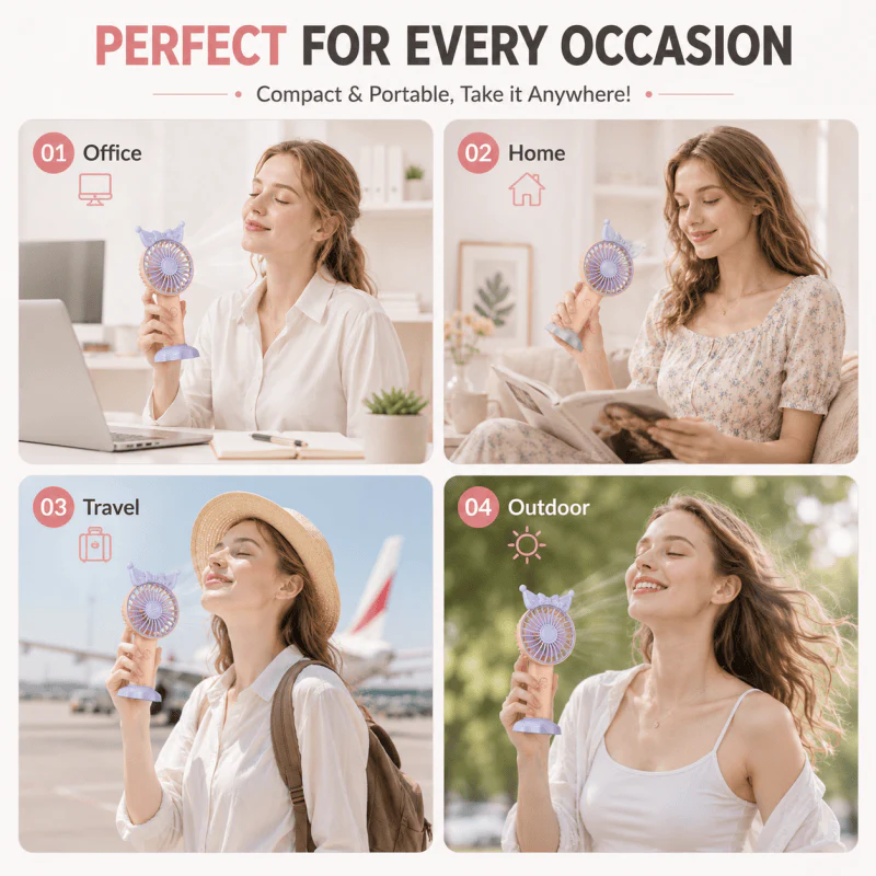 Blue Mini Handheld Fan with Phone Holder Base Rechargeable Personal Fan Pocket Fans