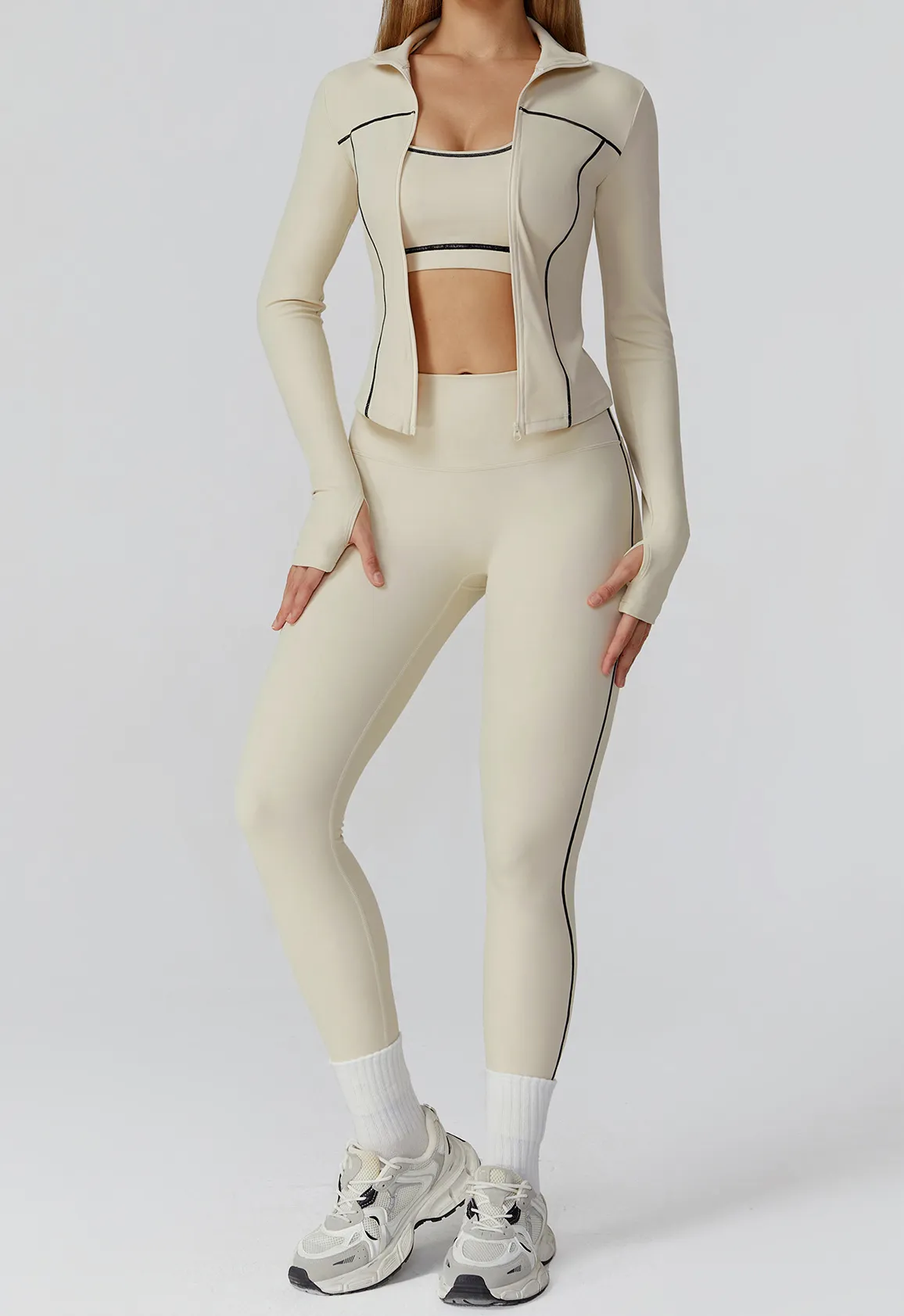 Contrast Color Slim Yoga Jacket