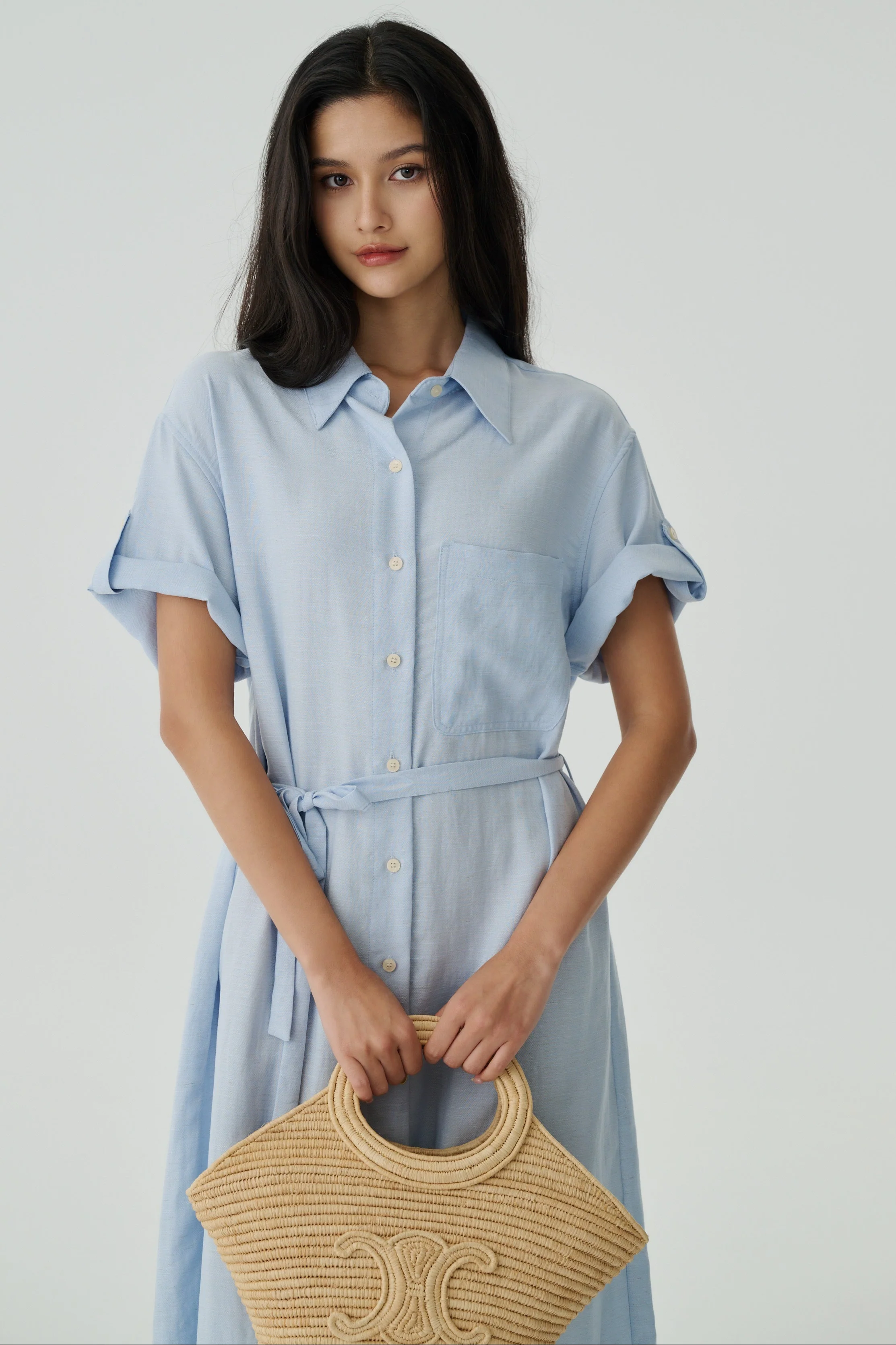 Ravello polo midi dress in sky blue