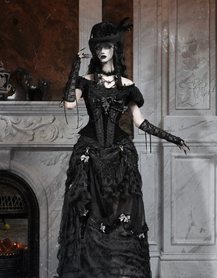 Gothic Bustle Train Skirt