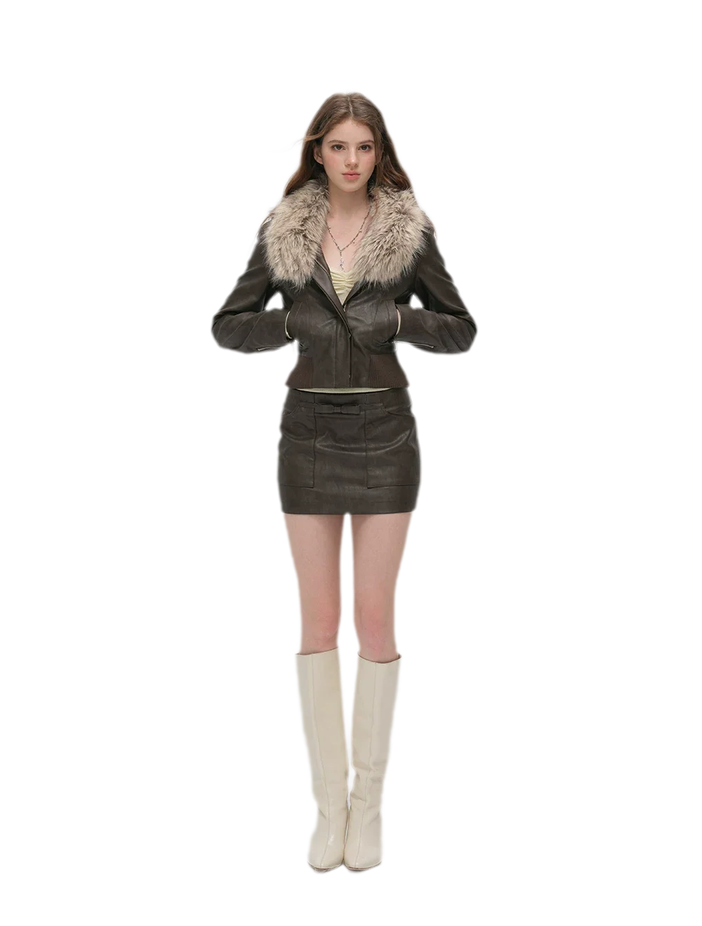Textured Cropped PU Jacket