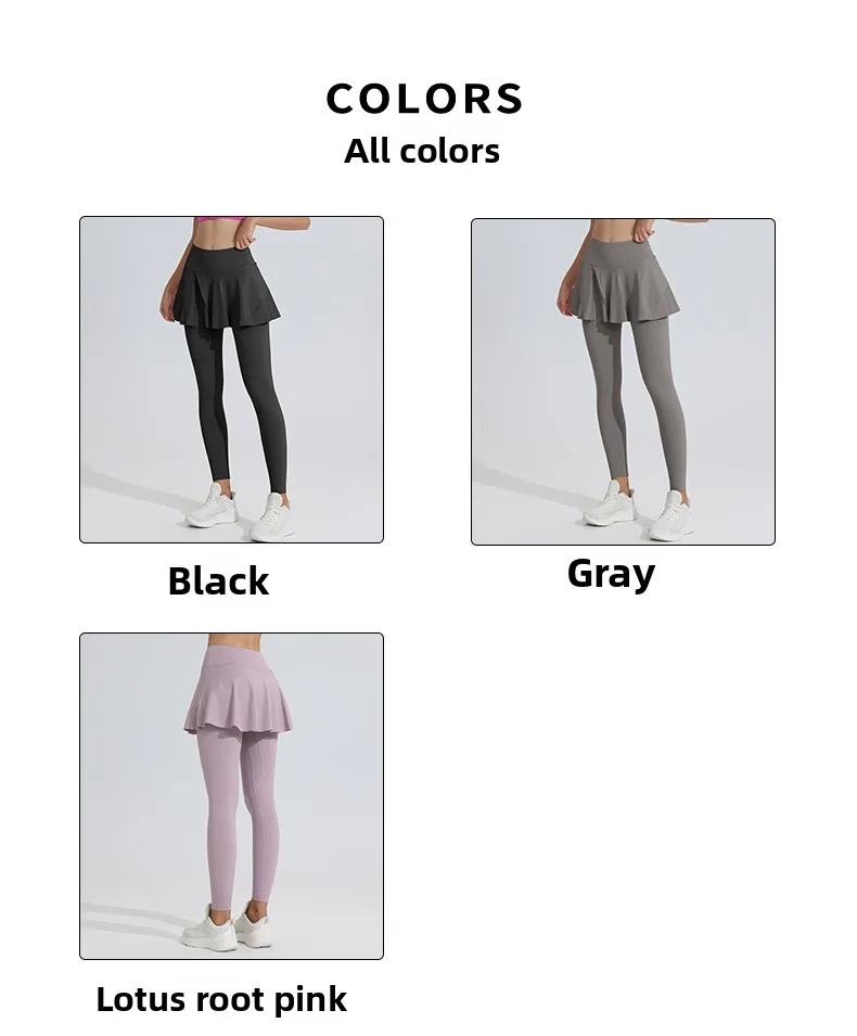 New Yoga Pants Women's High Waist Tennis Skirt Fitness Speed Drying Running Pocket Sports Skirt Tight Pants